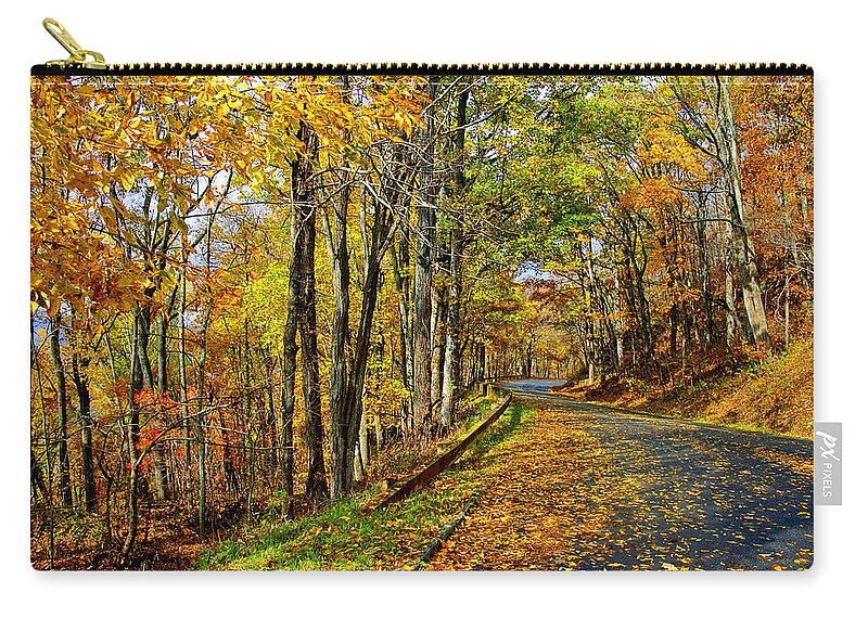 Fall Zip Pouch featuring the photograph Autumn Winding Road by Kevin Cable