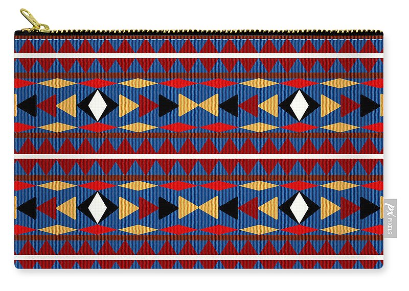 Aztec Zip Pouch featuring the mixed media Aztec Blue Pattern by Christina Rollo