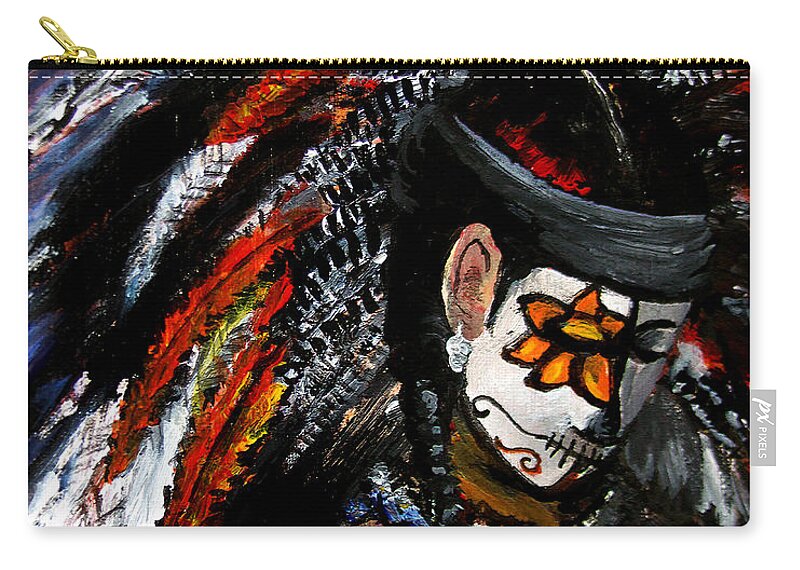 Woman Zip Pouch featuring the painting Aztec Celebration by Frank Botello