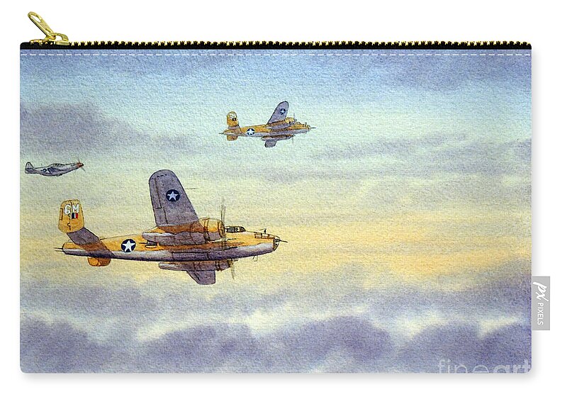 B-25 Mitchell Zip Pouch featuring the painting B-25 Mitchell by Bill Holkham