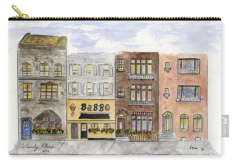 Waverly Place Zip Pouch featuring the painting Babbo @ Waverly Place by AFineLyne
