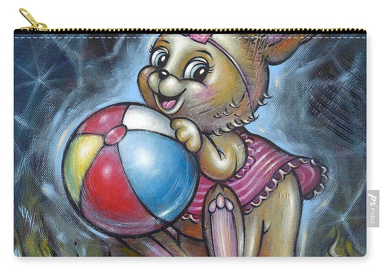 Kangaroo Zip Pouch featuring the painting Baby Kangaroo 150911 by Selena Boron