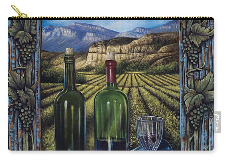 Wine Zip Pouch featuring the painting Bacchus Vineyard by Ricardo Chavez-Mendez