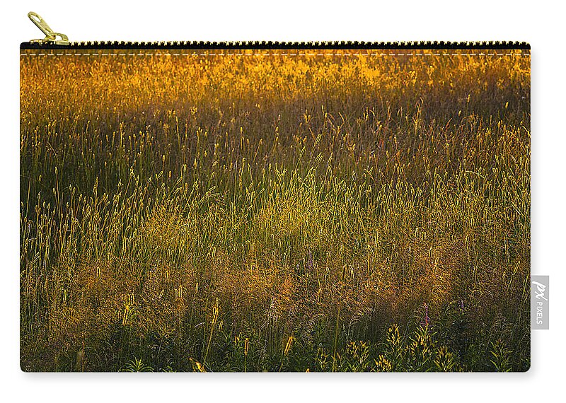 Backlit Meadow Grasses Zip Pouch featuring the photograph Backlit Meadow Grasses by Marty Saccone