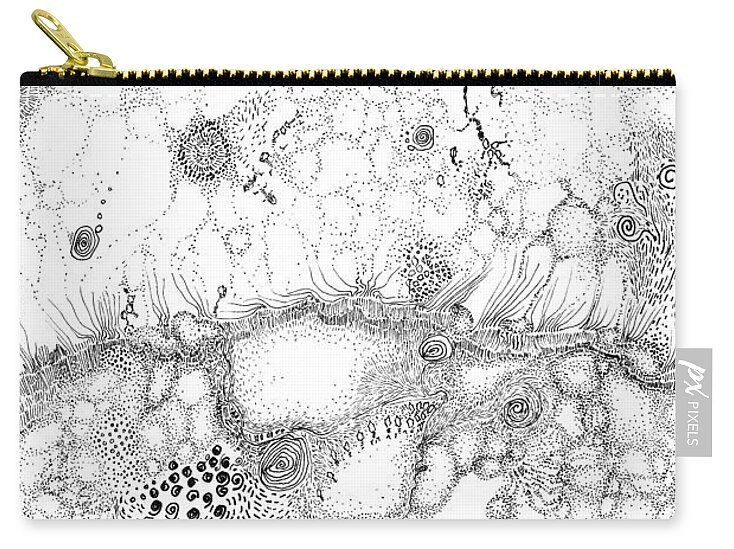 Bacteria Zip Pouch featuring the drawing Bacteriophage Ballet by Regina Valluzzi