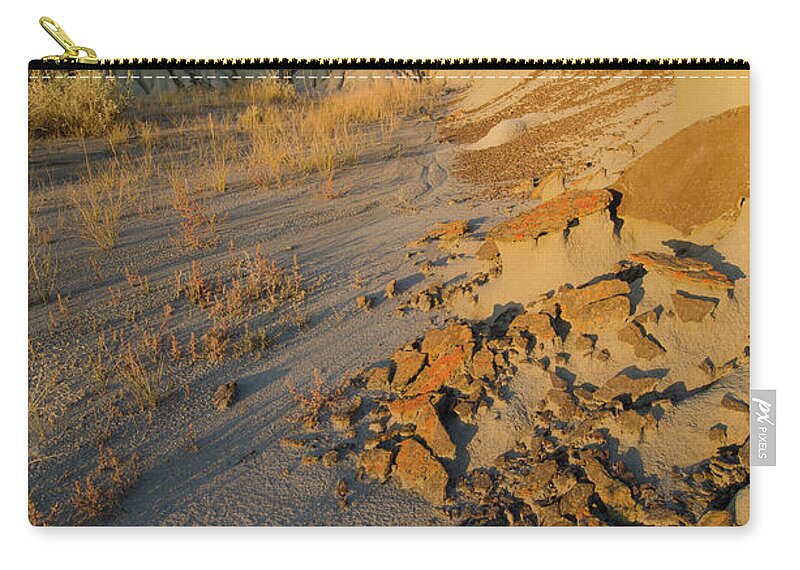 Scenics Zip Pouch featuring the photograph Badlands Formations At Dinosaur by Rebecca Schortinghuis