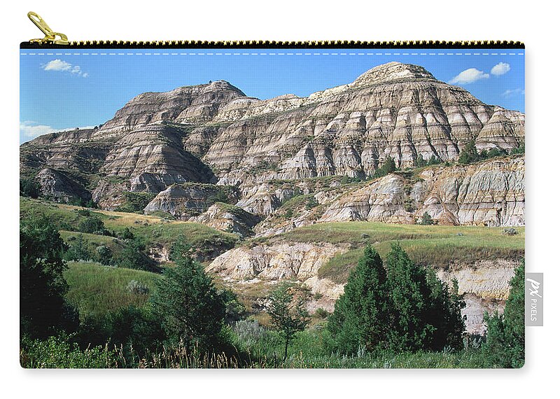 Scenics Zip Pouch featuring the photograph Badlands Landscape From Valley, North by John Elk