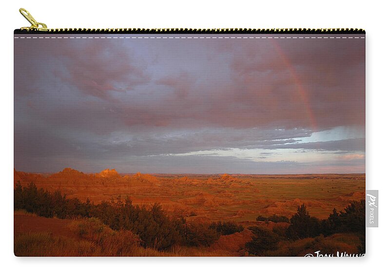 Badlands National Park Zip Pouch featuring the photograph Badlands Red Colors by Joan Wallner