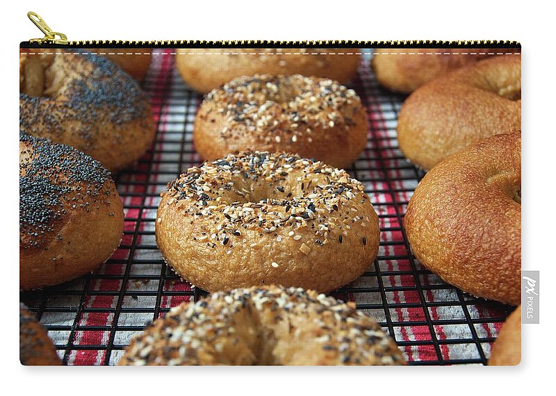 Unhealthy Eating Zip Pouch featuring the photograph Bagels by Dennis J. Wilkinson, Ii