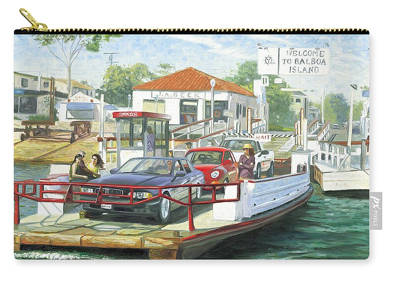 Balboa Zip Pouch featuring the painting Balboa Island Ferry by Steve Simon
