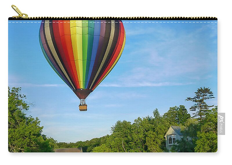 Woodstock Zip Pouch featuring the photograph Balloons over Quechee Vermont by Edward Fielding