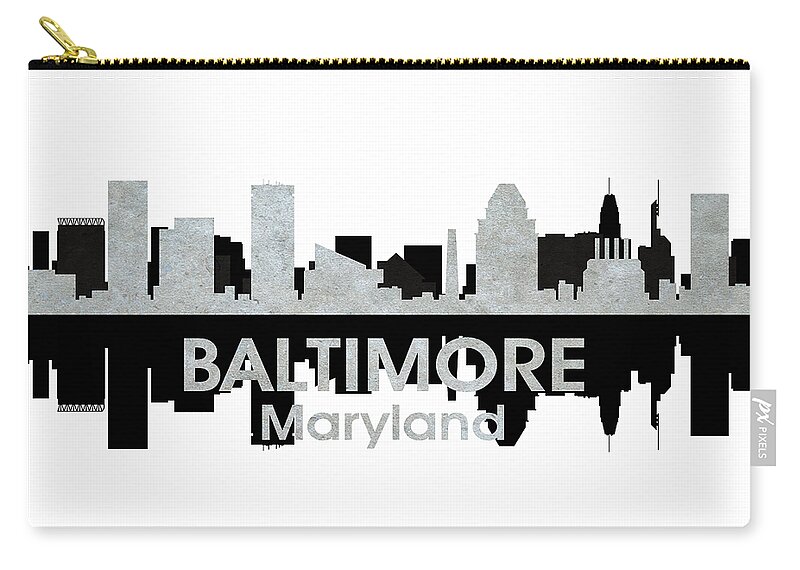 City Silhouette Zip Pouch featuring the digital art Baltimore MD 4 by Angelina Tamez