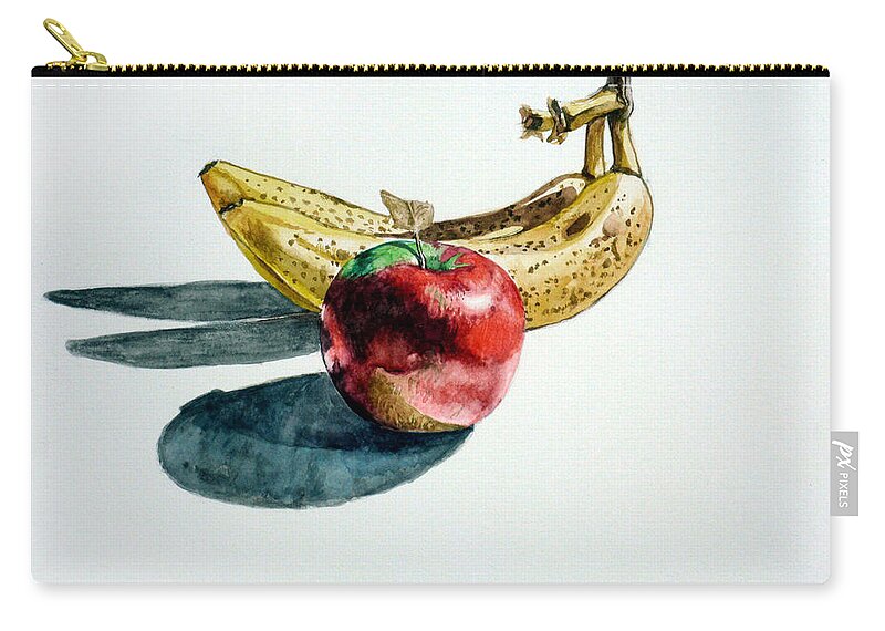 Banana Carry-all Pouch featuring the painting Bananas and an Apple by Christopher Shellhammer