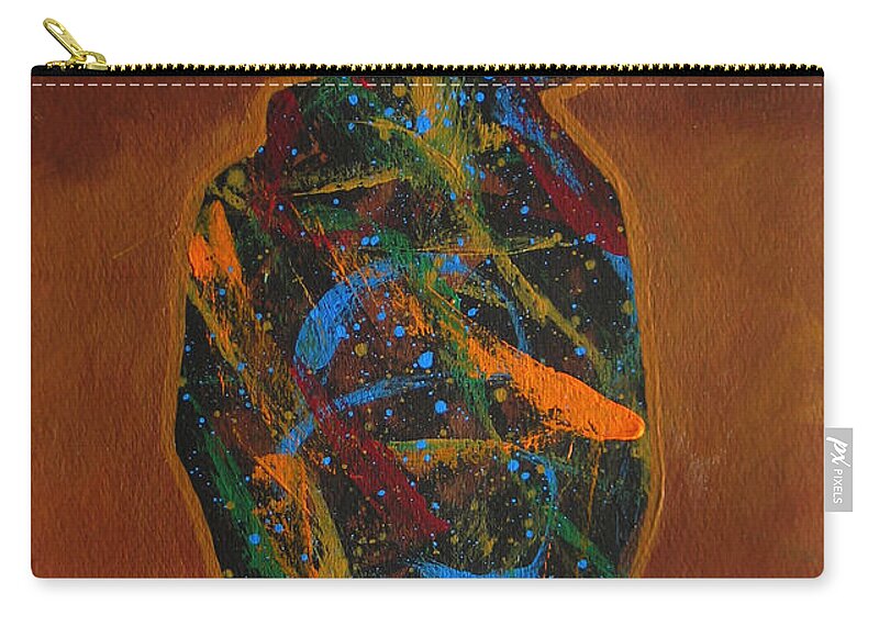 Minimal Contemporary Western Zip Pouch featuring the painting Bandit Colors 2 by Lance Headlee