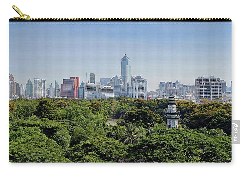 Panoramic Zip Pouch featuring the photograph Bangkok Treeline Panorama by Igor Prahin