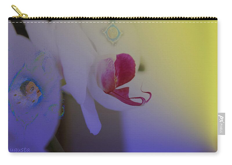 Augusta Stylianou Zip Pouch featuring the digital art Barack Obama in Coulourful Flower by Augusta Stylianou