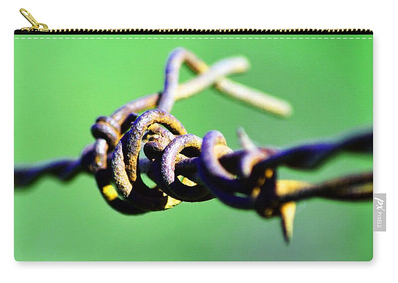 Barb Zip Pouch featuring the photograph Barbed Green by Holly Blunkall