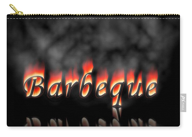 Barbeque Zip Pouch featuring the digital art Barbeque Text On Fire by Henrik Lehnerer
