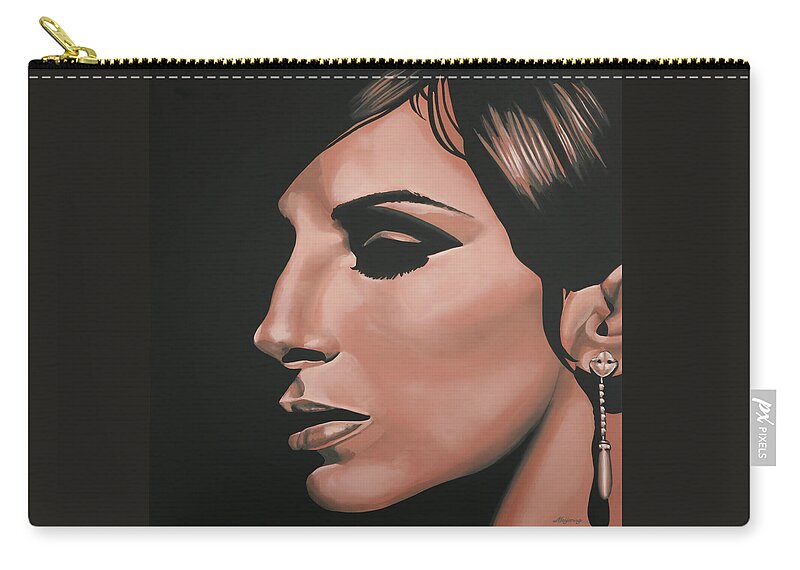 Barbra Streisand Zip Pouch featuring the painting Barbra Streisand by Paul Meijering