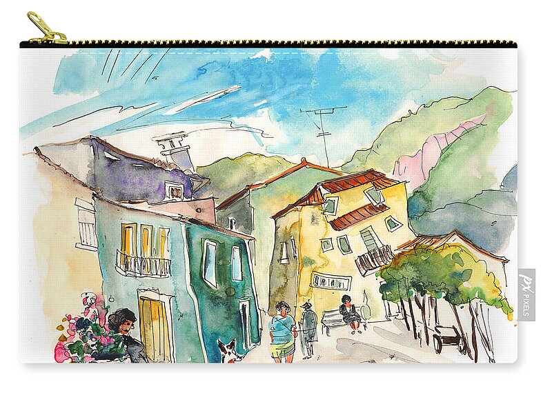 Portugal Zip Pouch featuring the painting Barca de Alva Houses 01 by Miki De Goodaboom