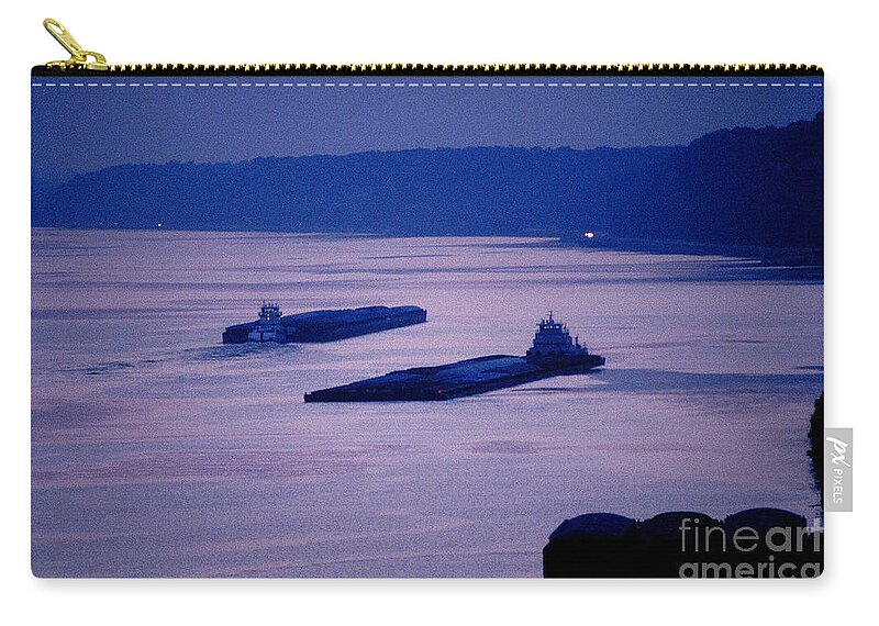 Barges Zip Pouch featuring the photograph Barges on the Mississippi by Garry McMichael