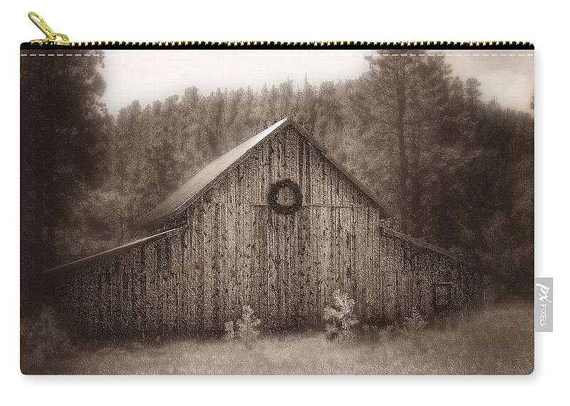 Barn Zip Pouch featuring the photograph First Snow in November by Amanda Smith