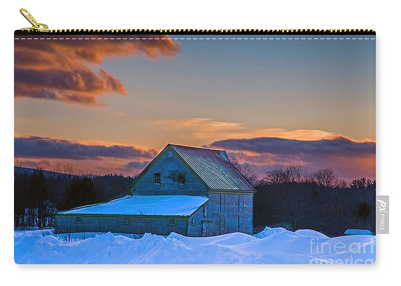 Winter Zip Pouch featuring the photograph Barn in Winter by Alana Ranney