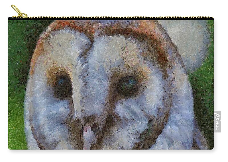Owl Zip Pouch featuring the painting Barn Owl by Taiche Acrylic Art