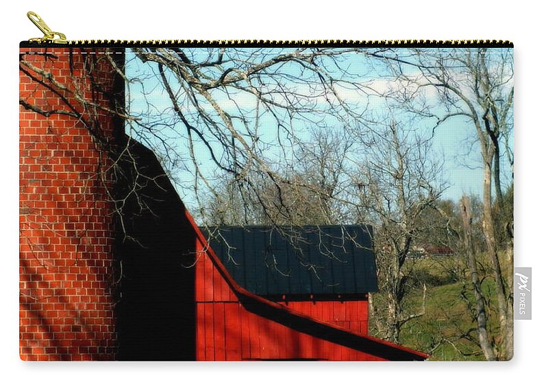 Barns Zip Pouch featuring the photograph Barn Shadows by Karen Wiles