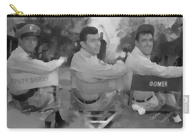 Barney Fife Zip Pouch featuring the digital art Barney Andy and Gomer by Paulette B Wright