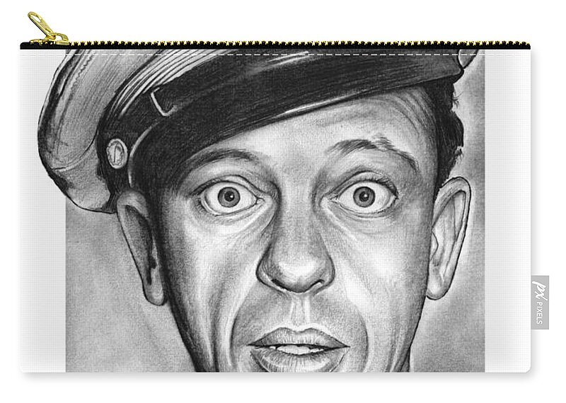 Barney Fife Zip Pouch featuring the drawing Barney Fife by Greg Joens