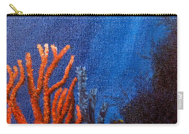Coral Zip Pouch featuring the painting Barrel Coral in The Red Sea by Mackenzie Moulton