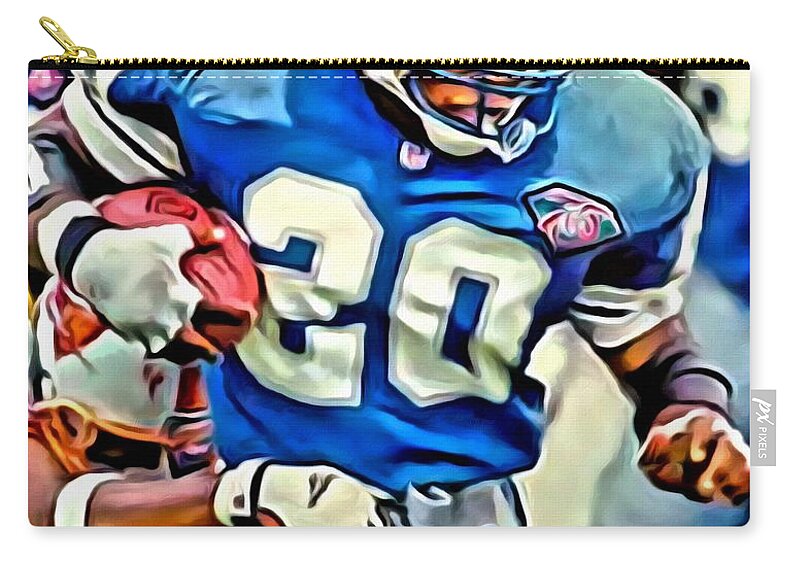 Barry Sanders Zip Pouch featuring the painting Barry Sanders by Florian Rodarte