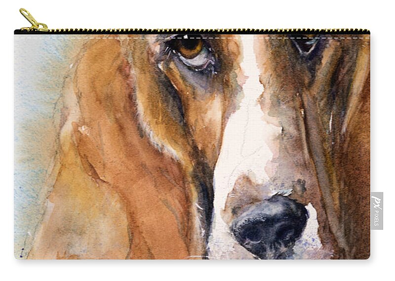 Dog Carry-all Pouch featuring the painting Basset Hound by Judith Levins
