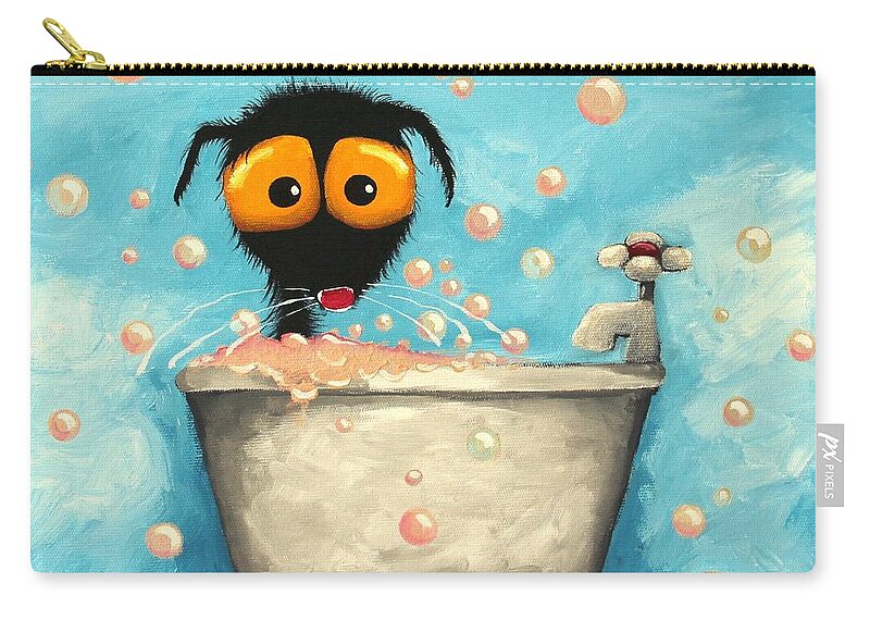 Whimsical Zip Pouch featuring the painting Bathtime Bubbles by Lucia Stewart