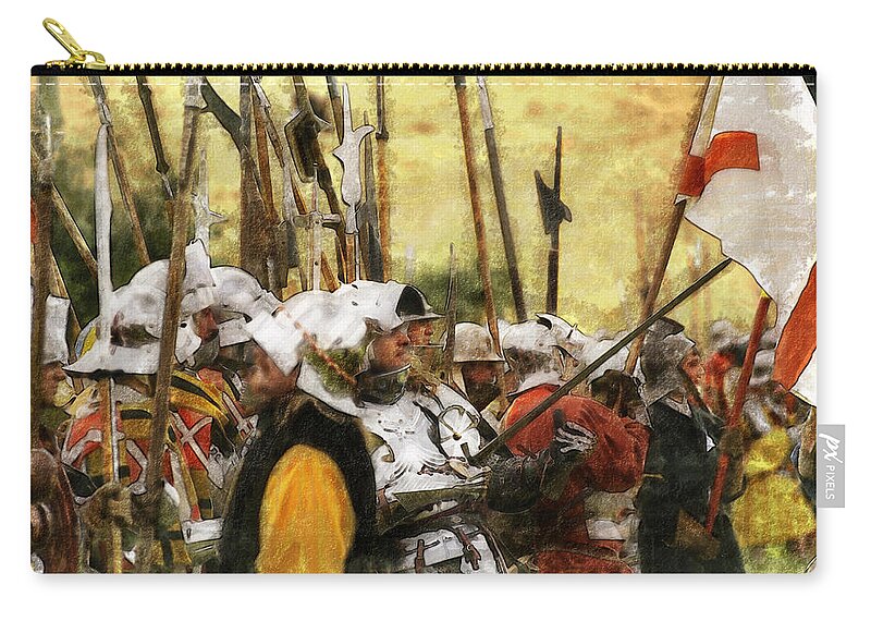 Battle Zip Pouch featuring the digital art Battle of Tewkesbury by Ron Harpham