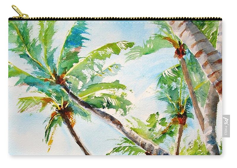 Tropical Beach Zip Pouch featuring the painting Bavaro Tropical Sandy Beach by Carlin Blahnik CarlinArtWatercolor