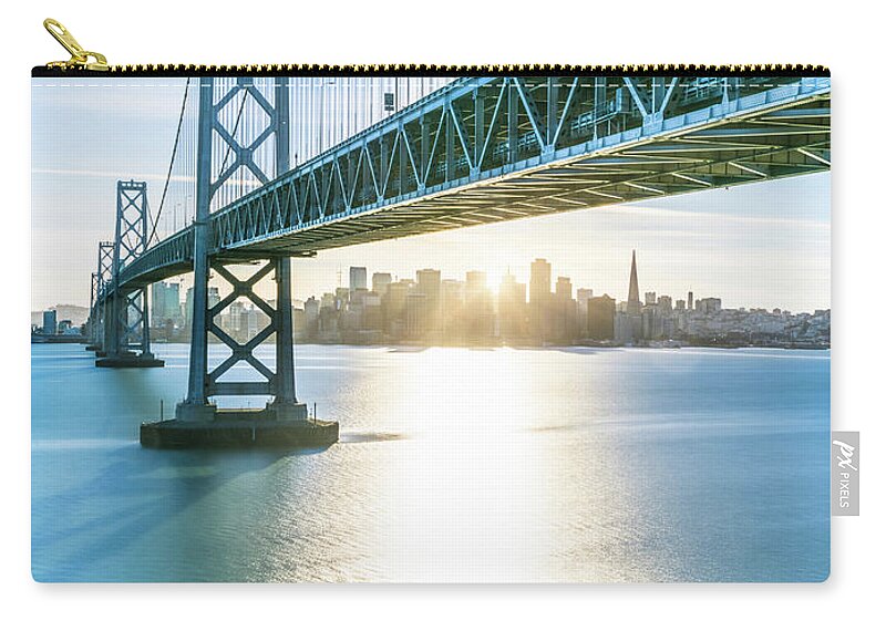 Scenics Zip Pouch featuring the photograph Bay Bridge And Skyline Of San Francisco by Chinaface