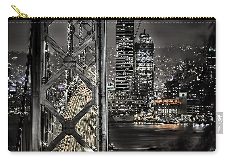 Bay Bridge Zip Pouch featuring the photograph Bay Bridge by Don Hoekwater Photography