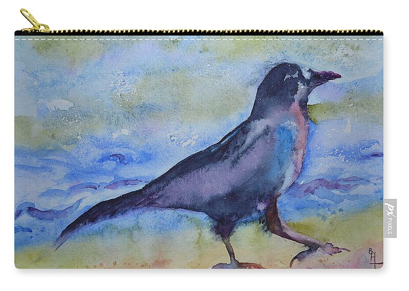 Crow Zip Pouch featuring the painting Bayside Strut by Beverley Harper Tinsley