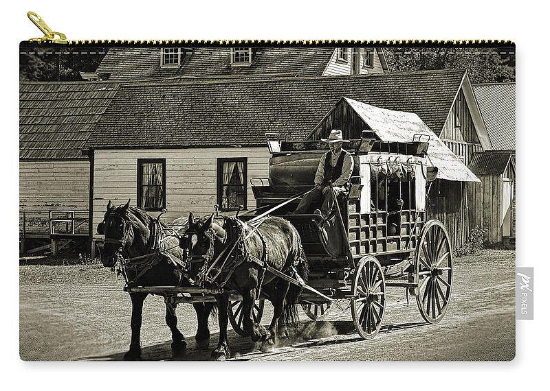 Stagecoach Zip Pouch featuring the photograph B.C. Express Co. by Ed Hall