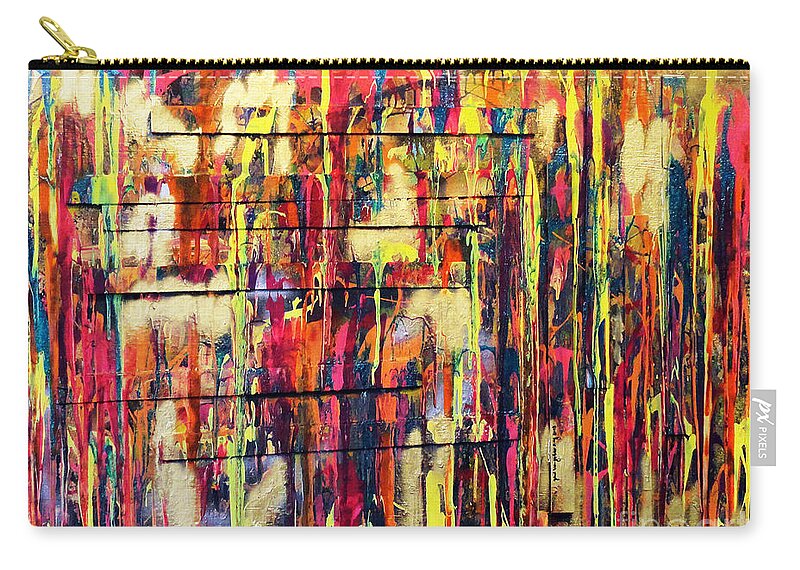 Abstract On Wood Zip Pouch featuring the painting Be An Original by Yael VanGruber