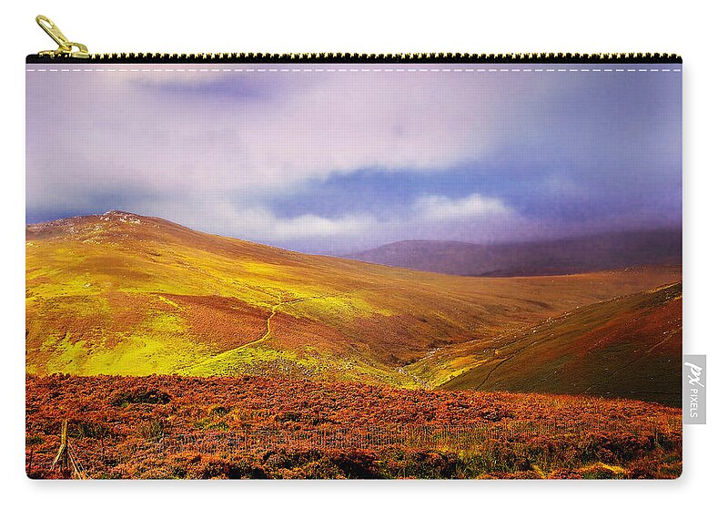 Ireland Zip Pouch featuring the photograph Be there the Light. Wicklow Hills by Jenny Rainbow