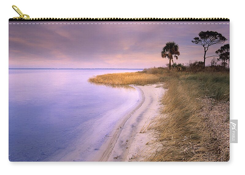00175930 Zip Pouch featuring the photograph Beach Along Saint Josephs Bay by Tim Fitzharris