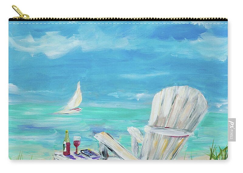 Beach Zip Pouch featuring the painting Beach Lounging by Julie Derice