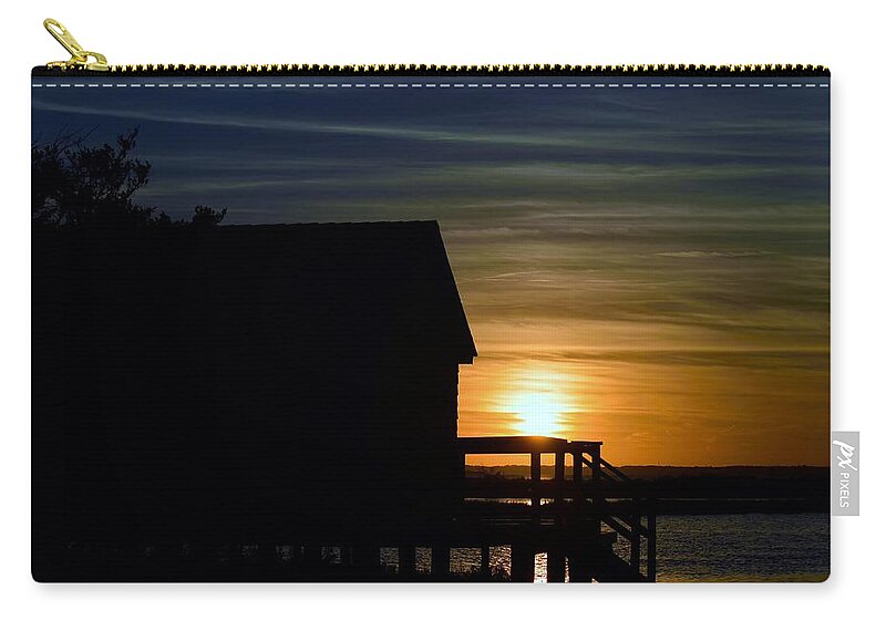 Silhouette Zip Pouch featuring the photograph Beach Shack Silhouette by Billy Beck