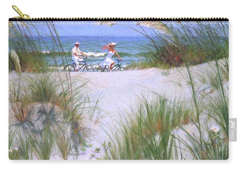 Beach Zip Pouch featuring the painting Beach Strollers by Candace Lovely