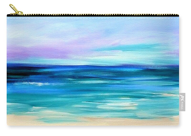 Beach Zip Pouch featuring the painting Beach with a Violet Sky by Katy Hawk