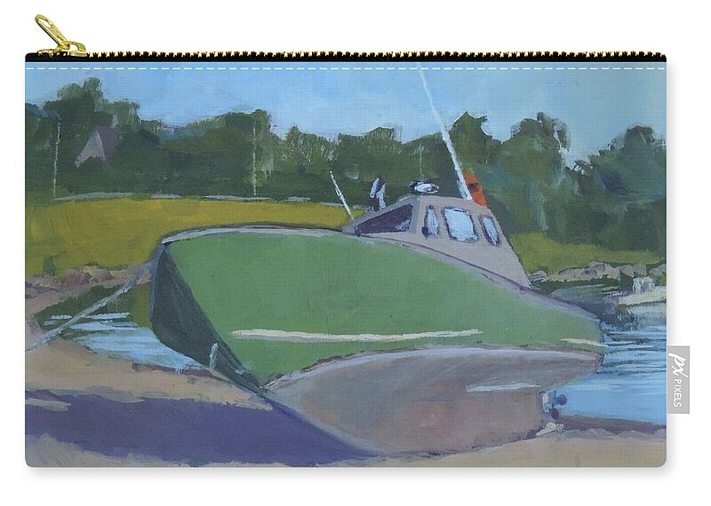 Plein Air Zip Pouch featuring the painting Beached - Art by Bill Tomsa by Bill Tomsa