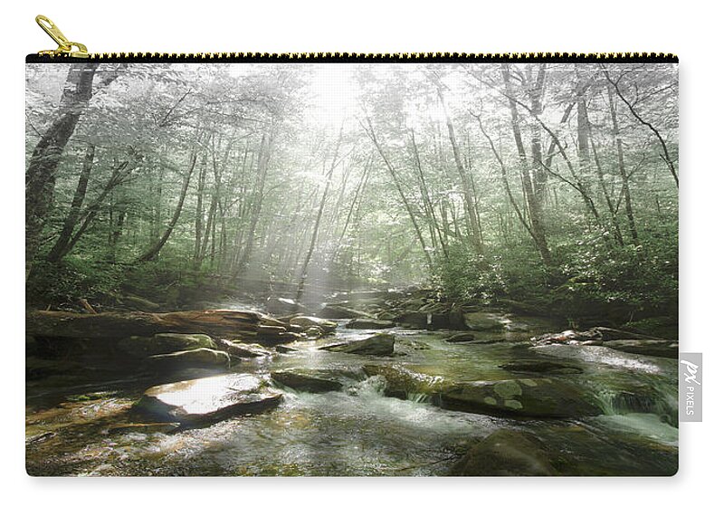 Clouds Zip Pouch featuring the photograph Beam me up to Heaven Panorama by Debra and Dave Vanderlaan